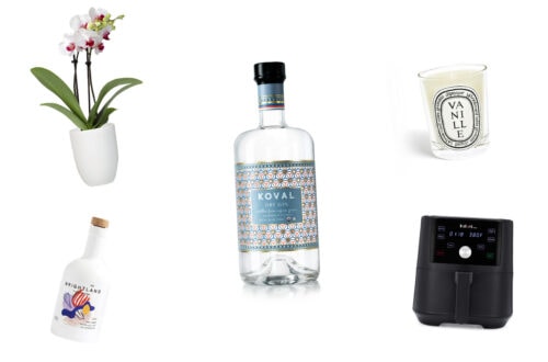 Practical Housewarming Gifts with Orchid Candle Gin Olive Oil and Air Fryer