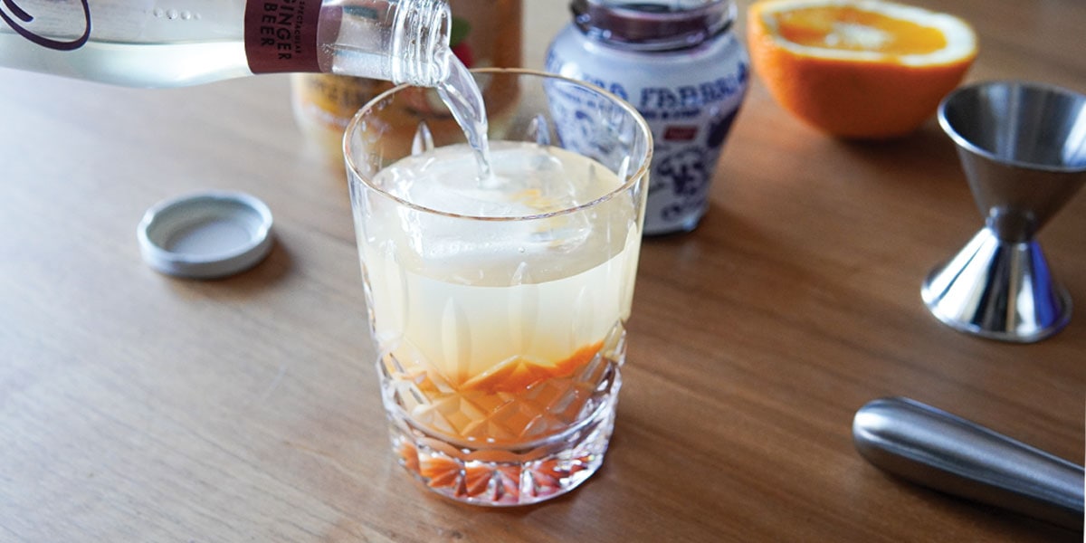 Old Fashioned Mocktail Ginger Beer Amarena Cherries Orange