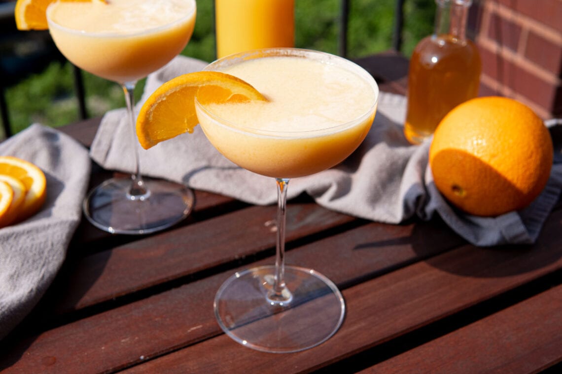 Creamsicle Martini on Wooden Table