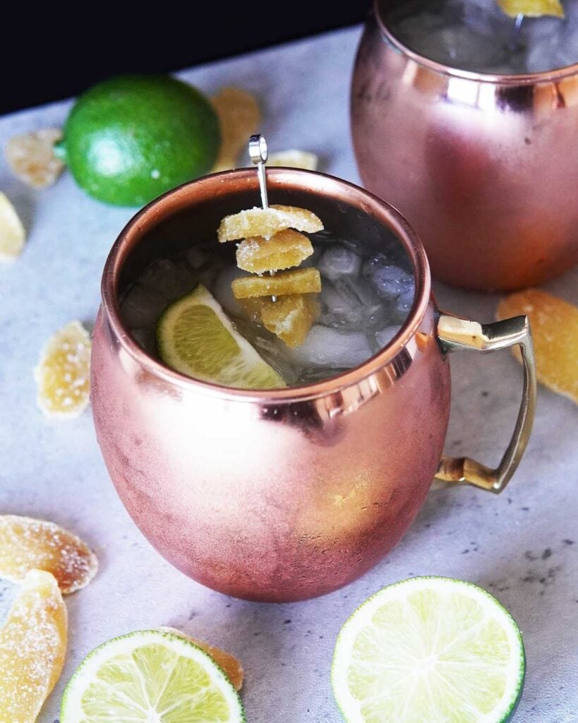 Virgin Moscow Mule with Lime and Candied Ginger