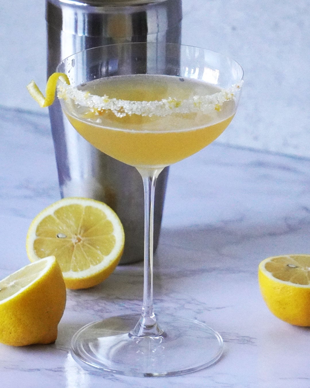 Limoncello Martini with Lemons and Martini Shaker