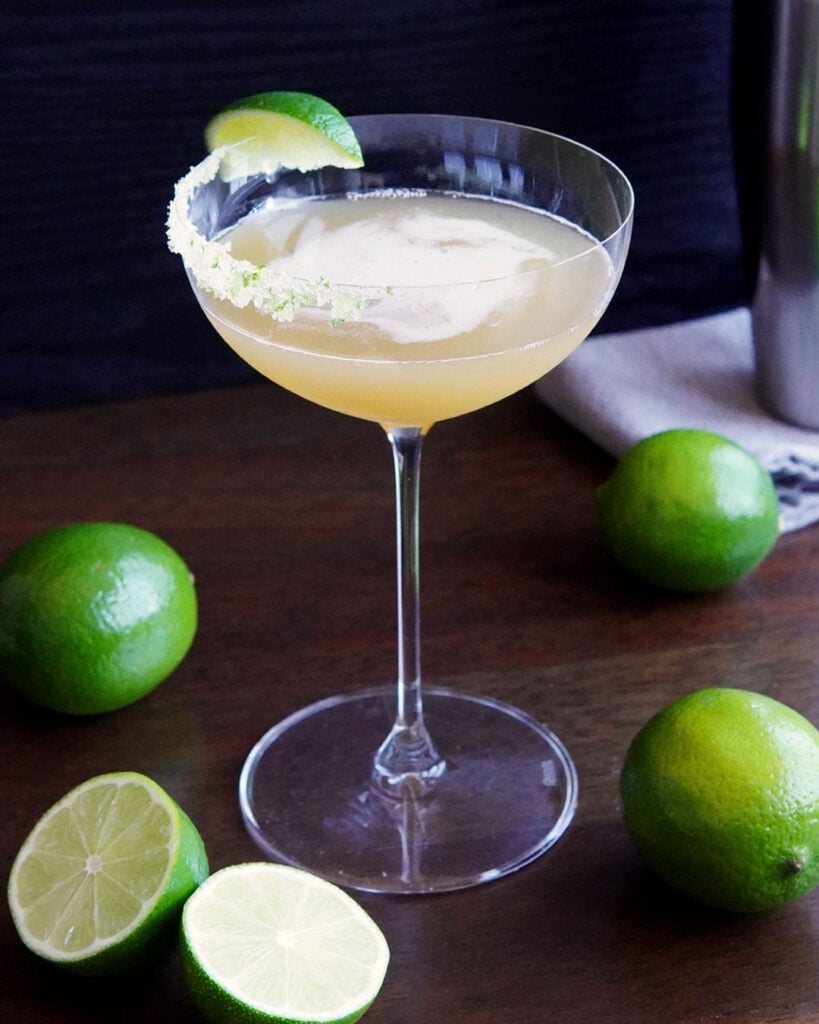 Key Lime Martini without Cream in Saucer Glass with Limes